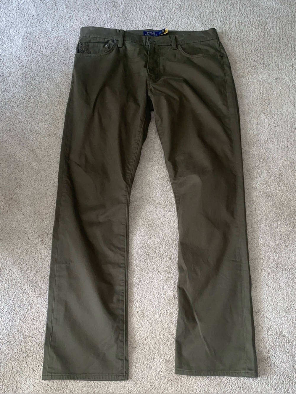 Polo Ralph Lauren Mens Varick Slim Straight Fit Denim/jeans Pant Olive 34x32